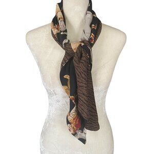 Women's black animal themed scarf wrap 50" L